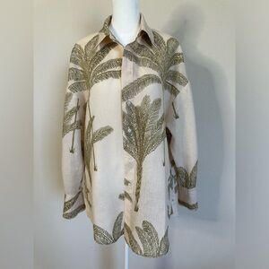 Reiss Oskia tropical printed linen shirt